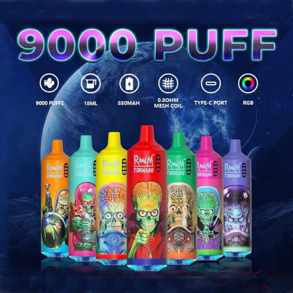 RandM Tornado 9000 Puffs 0% 2% 3% 5% Nicotine Disposable Vape Wholesale - HoldVape - 1