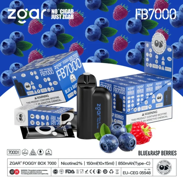 ZGAR FOGGY BOX 7000 Puffs 2% Nikotin Uppladdningsbar engångsvape grossist - HoldVape - 12