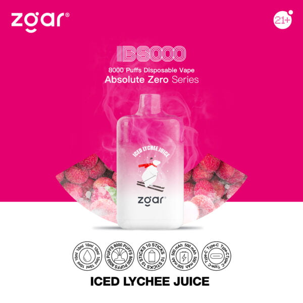 ZGAR ICE BOX 8000 Puffs 2% Nikotynowy akumulator jednorazowy Vape Hurt - HoldVape - 8