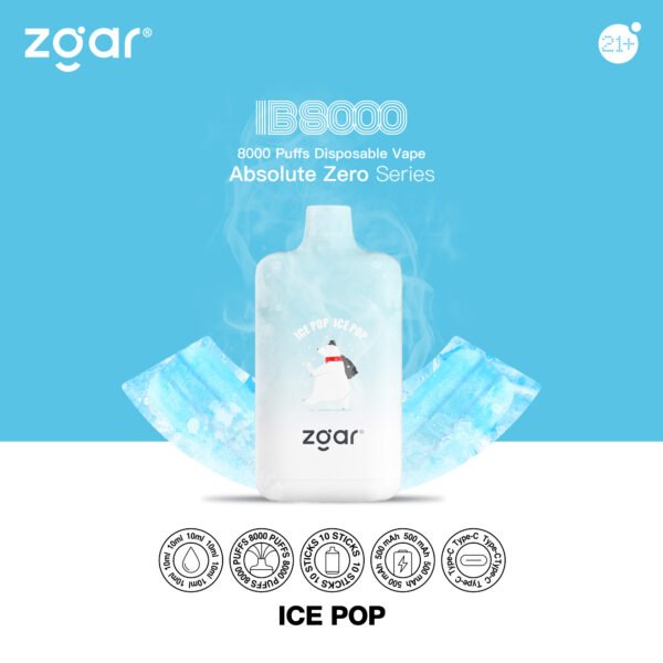 ZGAR ICE BOX 8000 Puffs 2% Nikotynowy akumulator jednorazowy Vape Hurt - HoldVape - 4