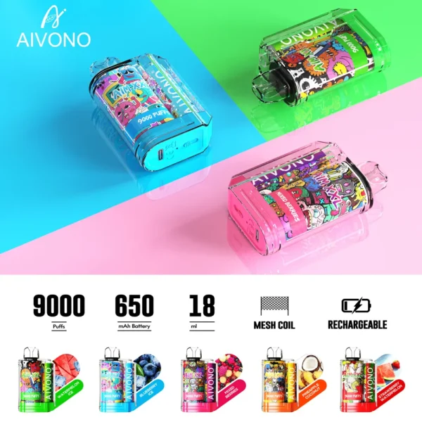 AIVONO AIM XXL 9000 Puffs 0% 2% 3% 5% Penna per vaporizzatori usa e getta ricaricabile a basso contenuto di nicotina all'ingrosso Acquista all'ingrosso - HoldVape - 11