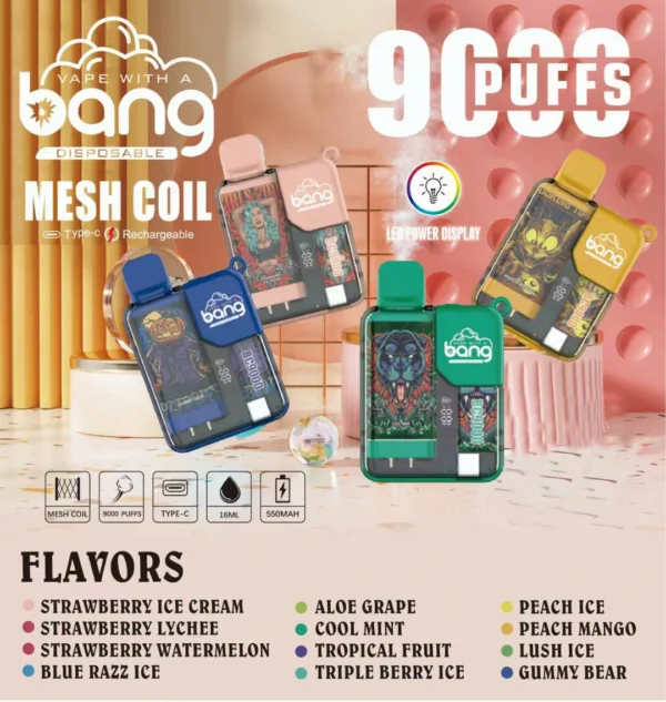 Bang BC 9000 Puffs 0% 2% 3% 5% Nikotinarm, wiederaufladbar, Einweg-Vapes, Pen, Großpackung, Großhandel kaufen – HoldVape – 1