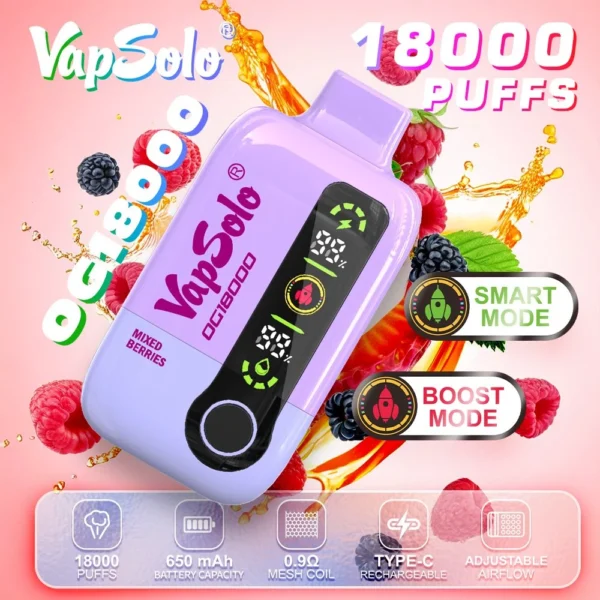 Vapsolo DG 18000 Puffs 2% 5% Penna per vaporizzatori usa e getta ricaricabile a basso contenuto di nicotina Acquista all'ingrosso - HoldVape - 6