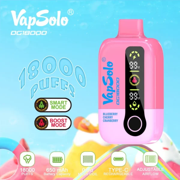 Vapsolo DG 18000 Puffs 2% 5% Penna per vaporizzatori usa e getta ricaricabile a basso contenuto di nicotina Acquista all'ingrosso - HoldVape - 5