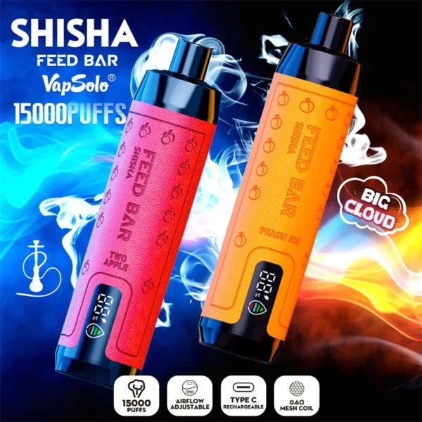 Vapsolo FEED BAR Shisha 15000 Puffs 0.5% Low Nicotine Rechargeable Disposable Vapes Pen Bulk Buy Wholesale - HoldVape - 6