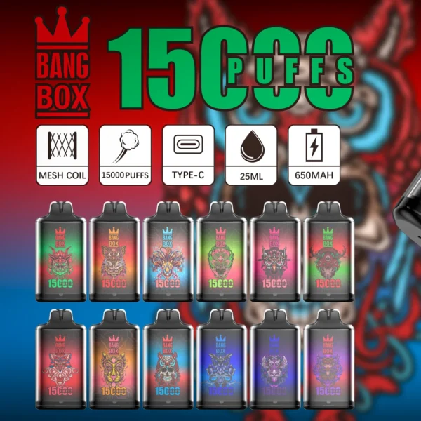 Bang Box S1 15000 Puffs 0% 2% 3% 5% Caneta Vapes descartáveis ​​recarregáveis ​​com baixa nicotina em massa Compre no atacado - HoldVape - 1