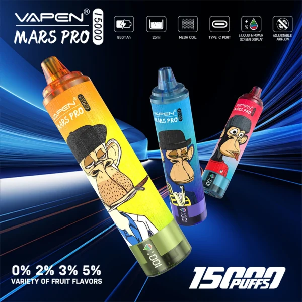 VAPEN Mrs Pro 15000 Puffs 2% Alacsony nikotin tartalmú újratölthető, eldobható Vapes Pen tömeges vásárlás Nagyker - HoldVape - 1