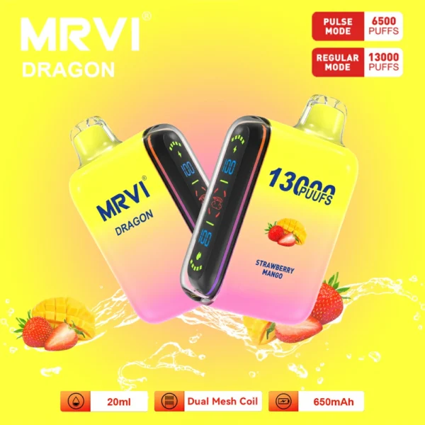 MRVI Dragon 13000 Puffs Pantalla digital de malla dual 2% 5% Vapes desechables recargables con bajo contenido de nicotina Pluma Compra a granel al por mayor - HoldVape - 11