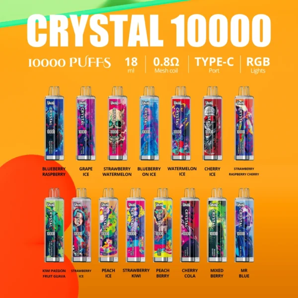 Uwin Crystal 10000 Puffs 0% 2% 3% 5% Low Nicotine Rechargeable Disposable Vapes Pen Bulk Buy Wholesale - HoldVape - 1