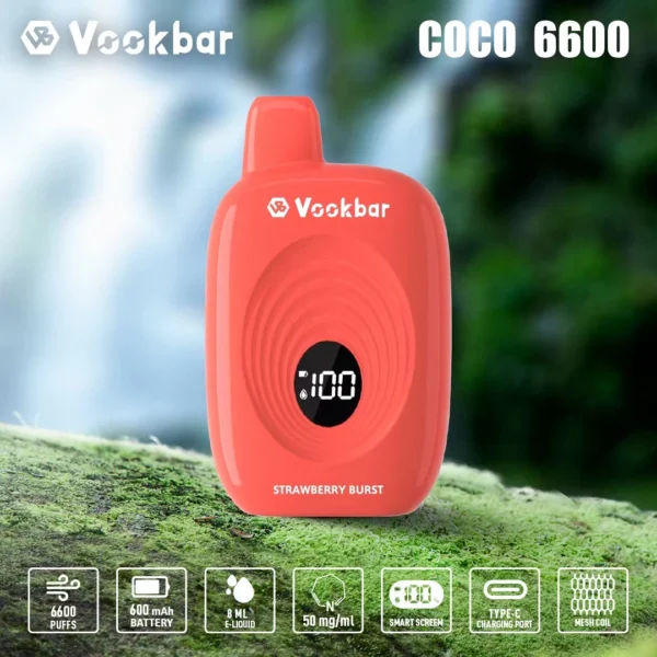 Vookbar Coco 6600 Puffs Écran intelligent numérique 3% Stylo à vape jetable rechargeable à faible teneur en nicotine Acheter en gros - HoldVape - 4