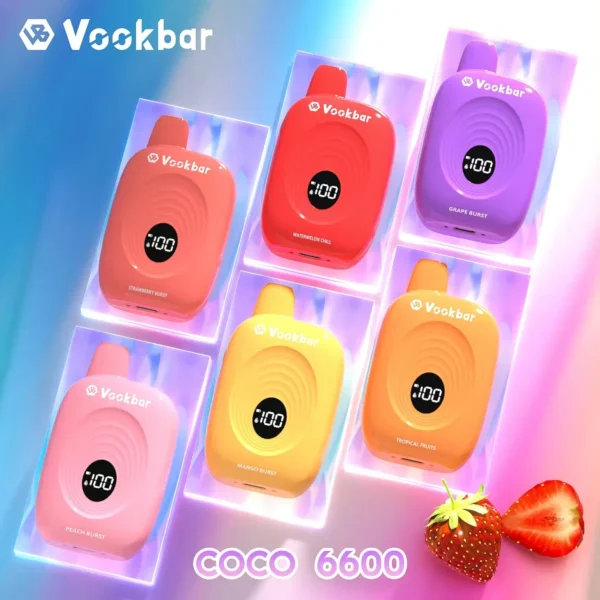 Vookbar Coco 6600 Puffs Écran intelligent numérique 3% Stylo à vape jetable rechargeable à faible teneur en nicotine Acheter en gros - HoldVape - 1