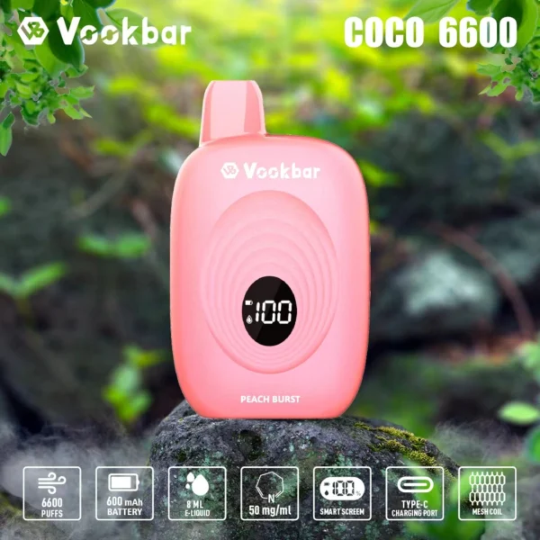 Vookbar Coco 6600 Puffs Écran intelligent numérique 3% Stylo à vape jetable rechargeable à faible teneur en nicotine Acheter en gros - HoldVape - 5