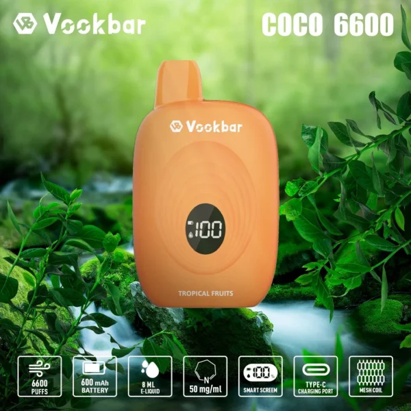 Vookbar Coco 6600 Puffs Écran intelligent numérique 3% Stylo à vape jetable rechargeable à faible teneur en nicotine Acheter en gros - HoldVape - 7