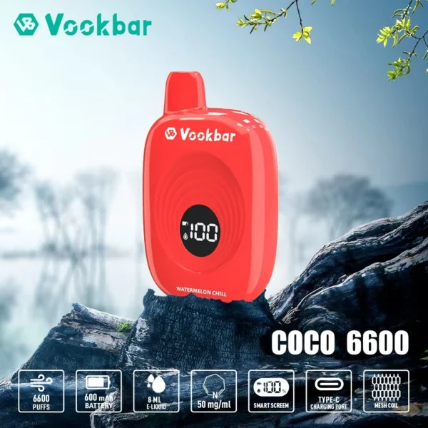 Vookbar Coco 6600 Puffs Écran intelligent numérique 3% Stylo à vape jetable rechargeable à faible teneur en nicotine Acheter en gros - HoldVape - 8