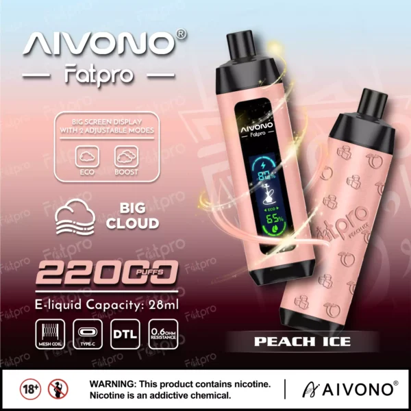 AIVONO Fatpro 22000 Puffs Hookah Digital Screen 0% 2% 3% 5% Stylo à vape jetable rechargeable à faible teneur en nicotine en vrac Acheter en gros - HoldVape - 3