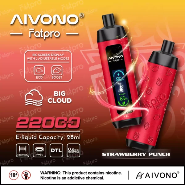 AIVONO Fatpro 22000 Puffs Hookah Écran numérique 0% 2% 3% 5% Stylo à vape jetable rechargeable à faible teneur en nicotine en vrac Acheter en gros - HoldVape - 6