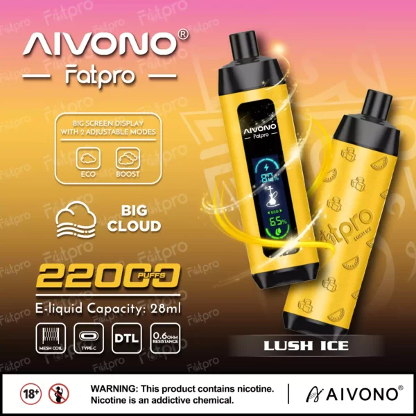 AIVONO Fatpro 22000 Puffs Hookah Digital Screen 0% 2% 3% 5% Stylo à vape jetable rechargeable à faible teneur en nicotine en vrac Acheter en gros - HoldVape - 9