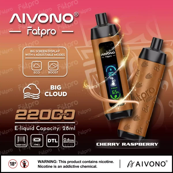 AIVONO Fatpro 22000 Puffs Hookah Digital Screen 0% 2% 3% 5% Stylo à vape jetable rechargeable à faible teneur en nicotine en vrac Acheter en gros - HoldVape - 2