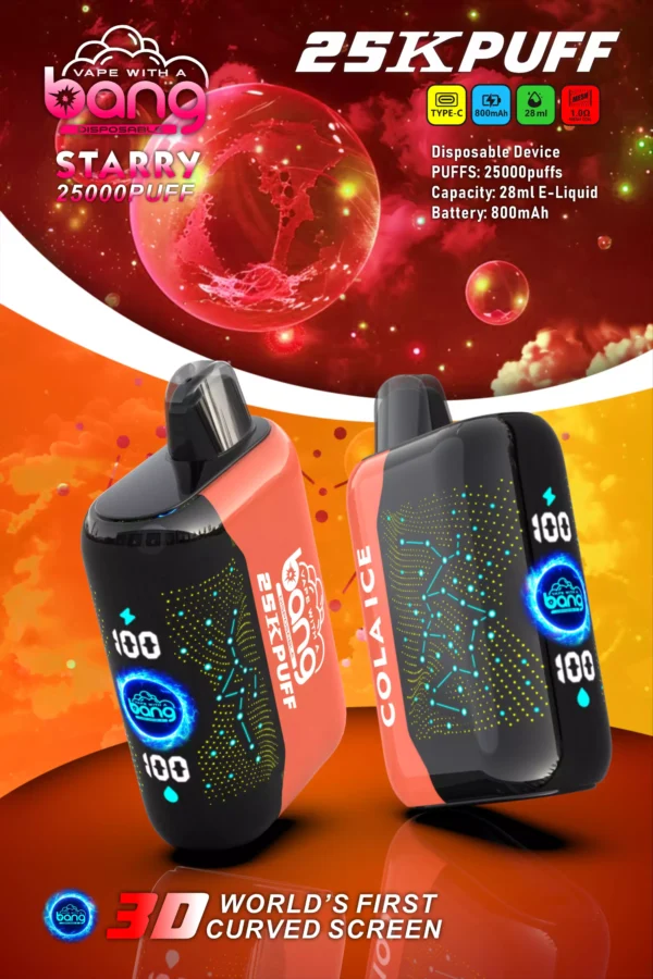 Bang Starry 25000 Puffs Schermo curvo 3D 0% 2% 3% 5% Penna per vaporizzatori usa e getta ricaricabile a basso contenuto di nicotina all'ingrosso Acquista all'ingrosso - HoldVape - 9