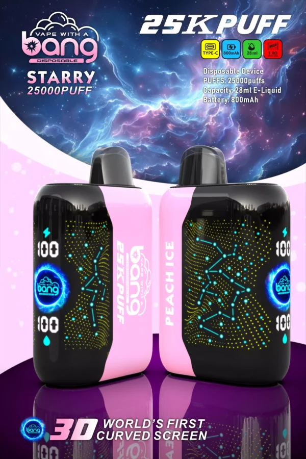 Bang Starry 25000 Puffs Schermo curvo 3D 0% 2% 3% 5% Penna per vaporizzatori usa e getta ricaricabile a basso contenuto di nicotina all'ingrosso Acquista all'ingrosso - HoldVape - 16