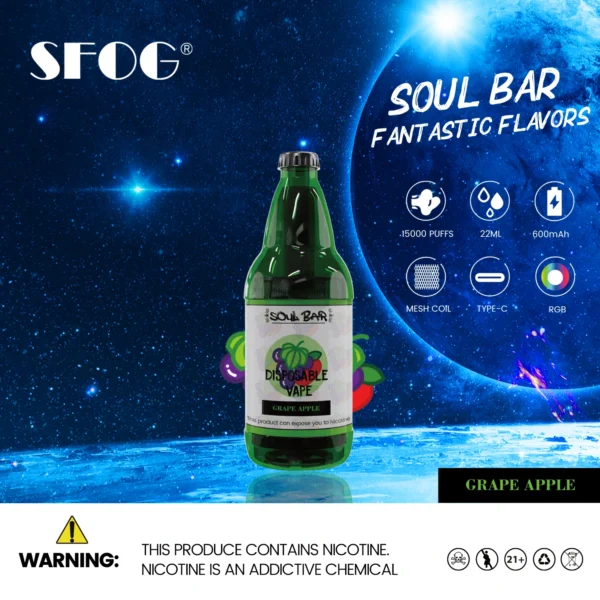 SFOG SOUL BAR 15000 Puffs RGB 5% Oplaadbare wegwerpvapes-pen met laag nicotinegehalte Bulk Koop groothandel - HoldVape - 11