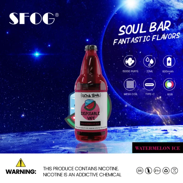 SFOG SOUL BAR 15000 Puffs RGB 5% Oplaadbare wegwerpvapes-pen met laag nicotinegehalte Bulk Koop groothandel - HoldVape - 15