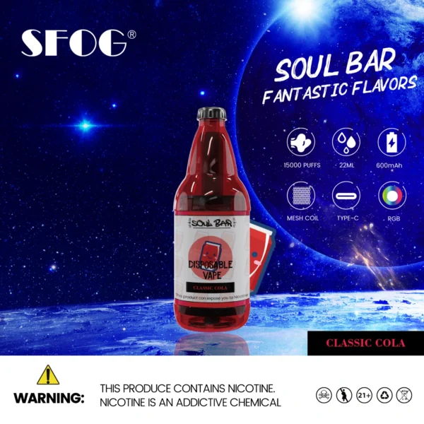 SFOG SOUL BAR 15000 Puffs RGB 5% Oplaadbare wegwerpvapes-pen met laag nicotinegehalte Bulk Koop groothandel - HoldVape - 6