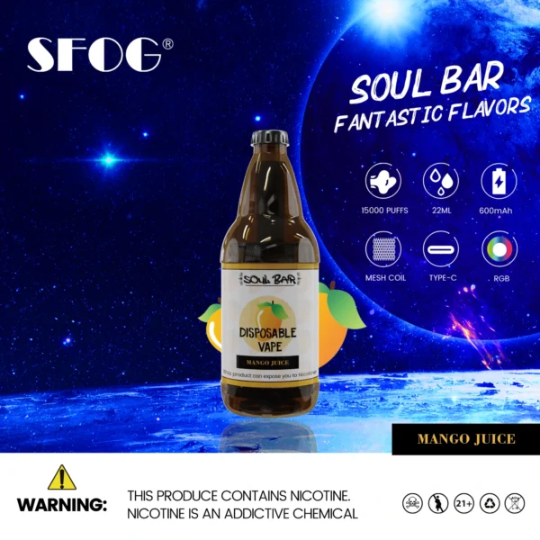 SFOG SOUL BAR 15000 Rookwolken RGB 5% Oplaadbare wegwerpvapes-pen met laag nicotinegehalte Bulk Koop groothandel - HoldVape - 10